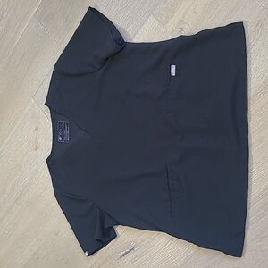EUC FIGS Scrub Top Women's sz XL Black Casma 3 Pocket Short Sleeve Shirt